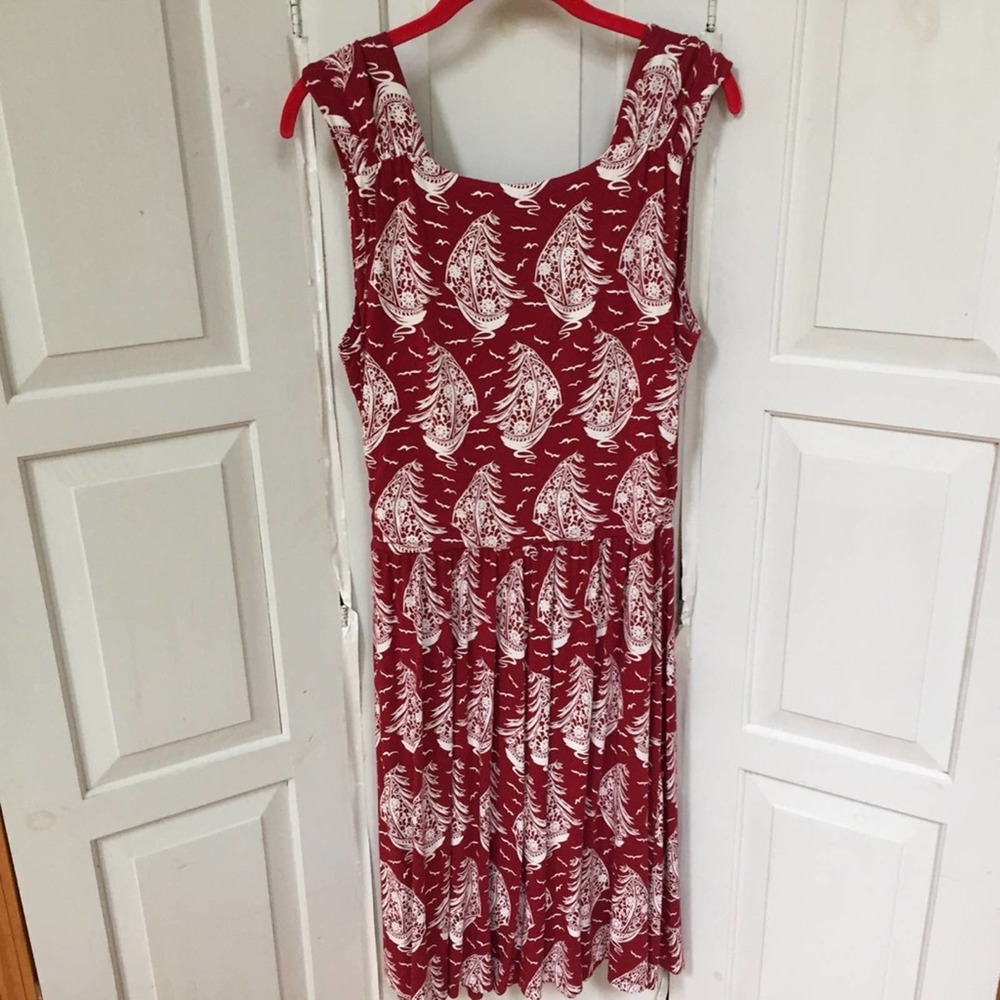 Lands' End Red & White Sailboat Print Dress - Picture 13 of 16
